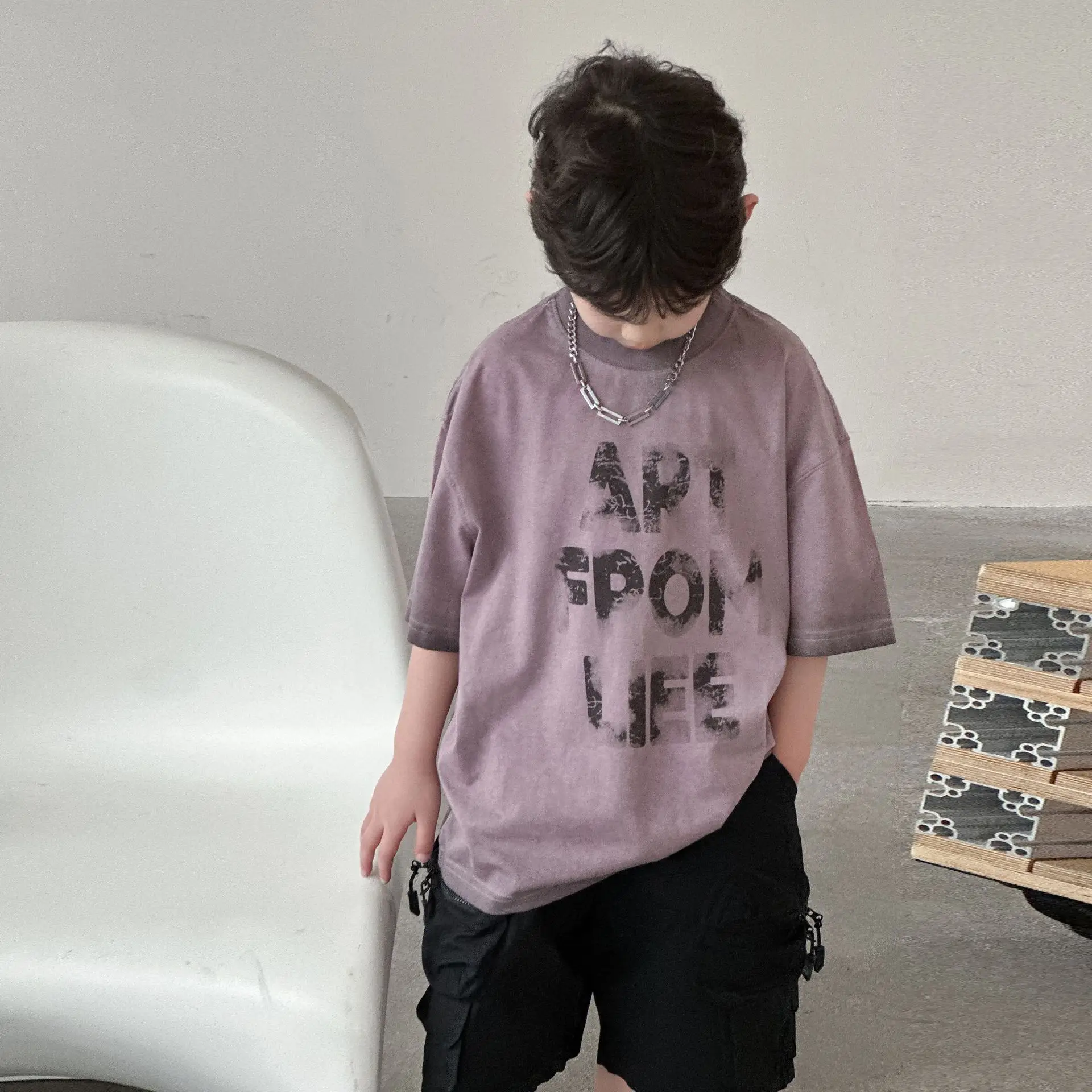 Boys T-shirt Purple Graphic Short Sleeve Summer Wear — feature 9