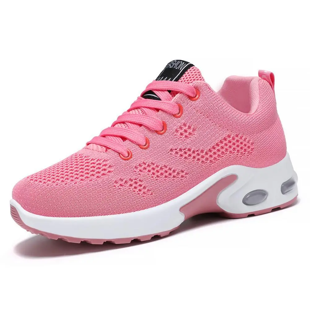 Women's Spring Large-Size Sneakers, Cross-Border Air-Cushion Shoes, Women's Shallow Lace-Up Shoes, Fly-Knit Breathable Mesh Shoes, Size 44 - Image 10