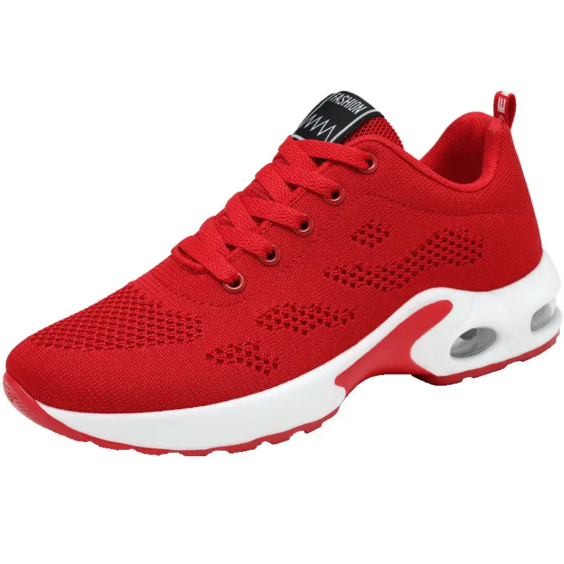 Women's Spring Large-Size Sneakers, Cross-Border Air-Cushion Shoes, Women's Shallow Lace-Up Shoes, Fly-Knit Breathable Mesh Shoes, Size 44 - Image 2