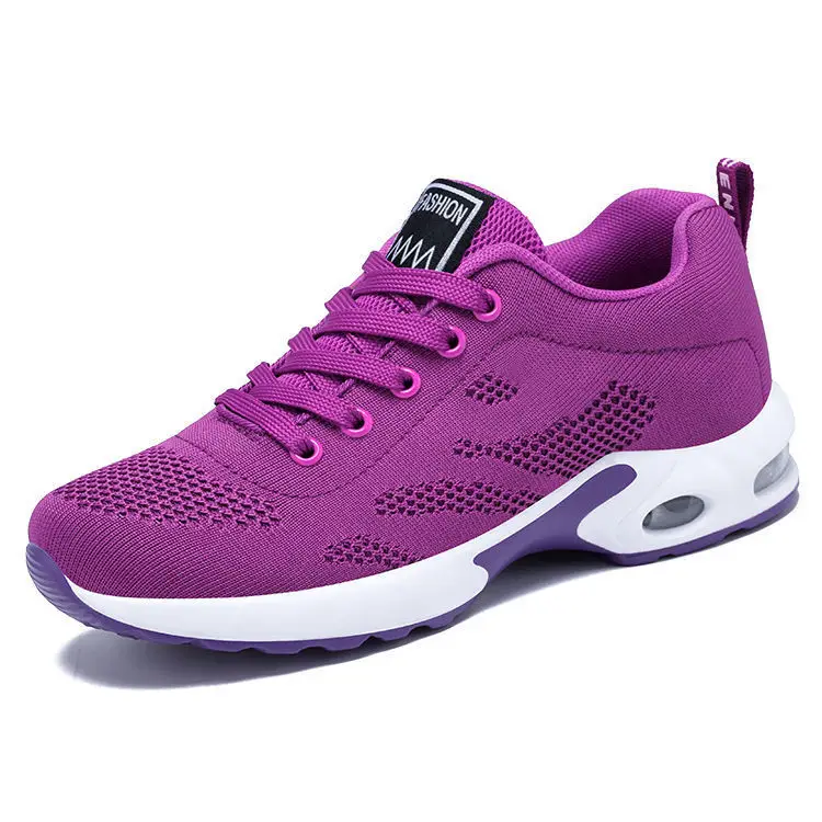 Women's Spring Large-Size Sneakers, Cross-Border Air-Cushion Shoes, Women's Shallow Lace-Up Shoes, Fly-Knit Breathable Mesh Shoes, Size 44 - Image 3
