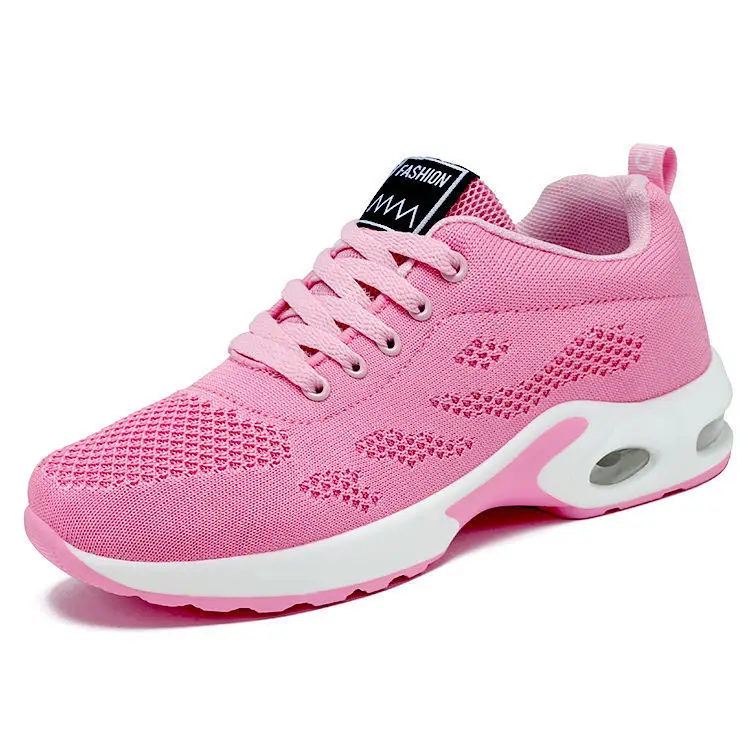 Women's Spring Large-Size Sneakers, Cross-Border Air-Cushion Shoes, Women's Shallow Lace-Up Shoes, Fly-Knit Breathable Mesh Shoes, Size 44 - Image 4