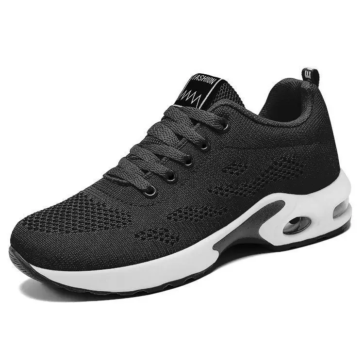 Women's Spring Large-Size Sneakers, Cross-Border Air-Cushion Shoes, Women's Shallow Lace-Up Shoes, Fly-Knit Breathable Mesh Shoes, Size 44 - Image 5