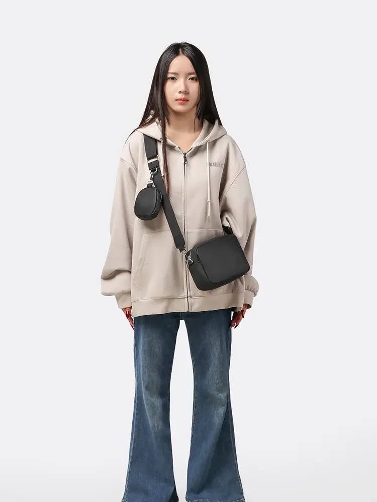 Men's Black Crossbody Bag with Round Pocket - Image 6