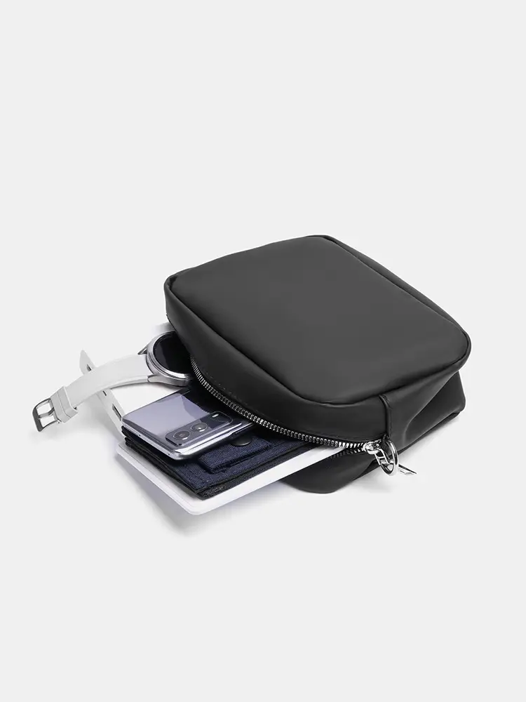 Men's Black Crossbody Bag with Round Pocket - Image 8