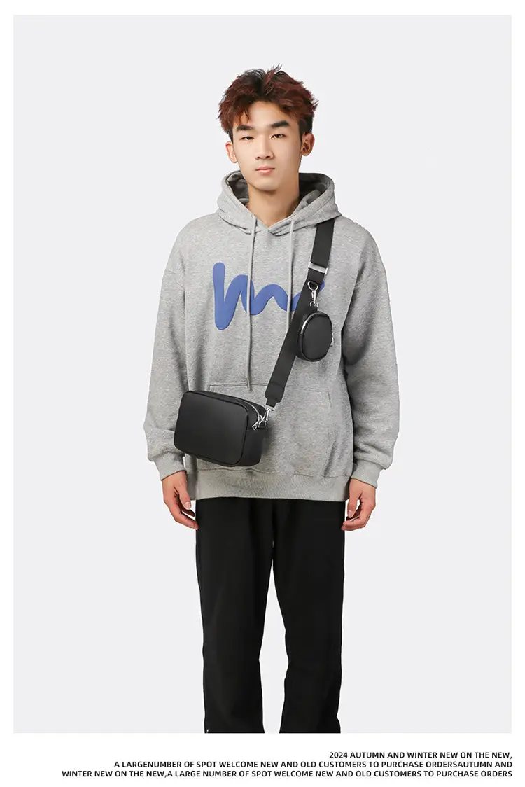 Men's Black Crossbody Bag with Round Pocket — feature 10