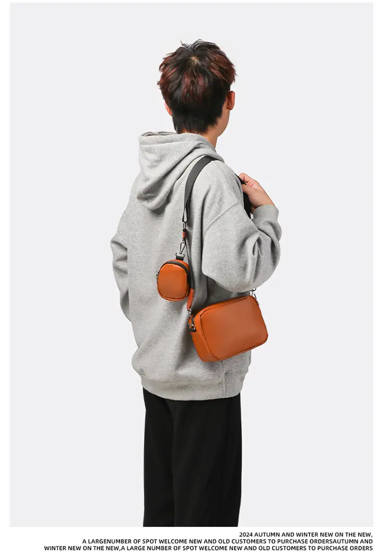 Men's Black Crossbody Bag with Round Pocket — feature 9