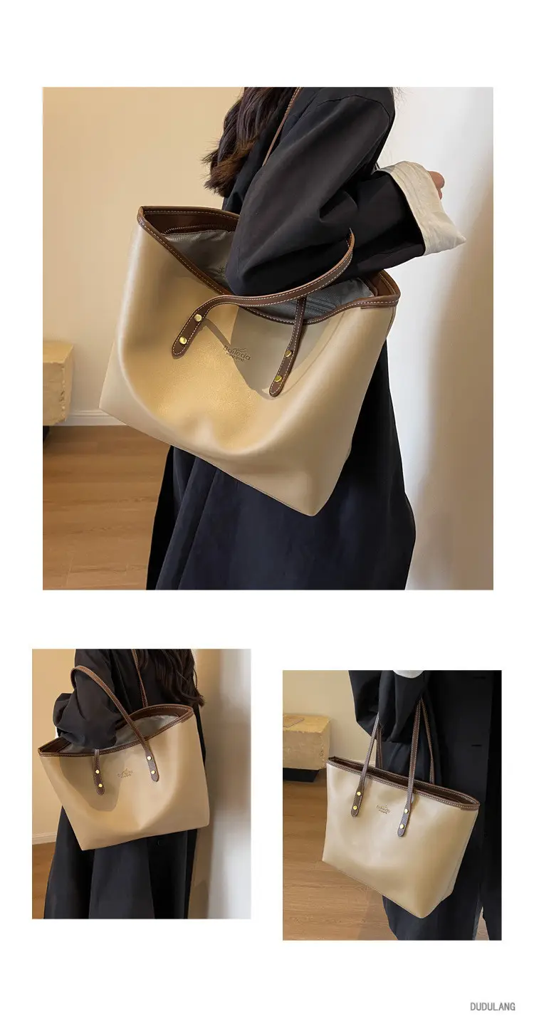 Women's Large Capacity Soft Leather Tote Bag Brown — feature 12