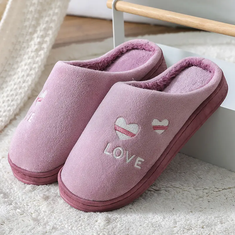 Plush Cotton Slippers Thick Bottom Couple's Household Home Cotton Slippers Cute Men's and Women's Cotton Slippers Home Cotton Slippers Home