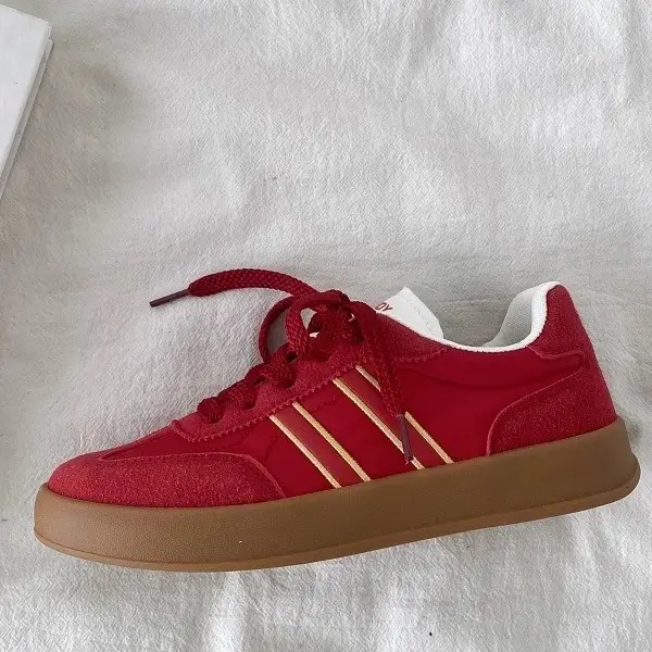 Women's 2025 Red German Training Shoes Flat Casual All-Match — feature 2