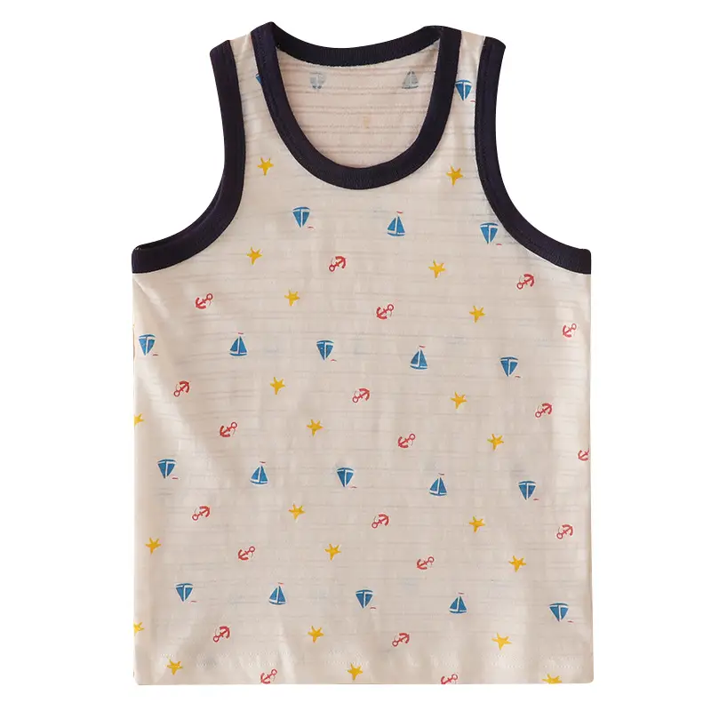 Slub Cotton Boys Vest Summer Baby Sleeveless T-Shirt - Image 16