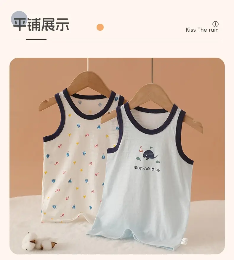 Slub Cotton Boys Vest Summer Baby Sleeveless T-Shirt — feature 12