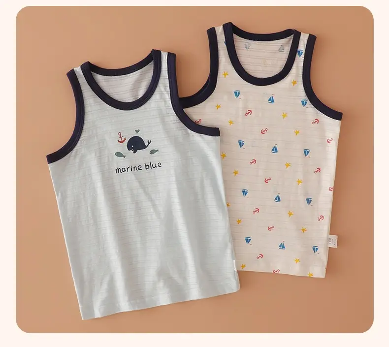 Slub Cotton Boys Vest Summer Baby Sleeveless T-Shirt — feature 13