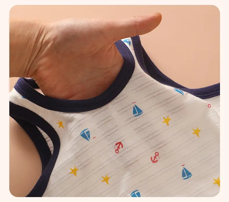 Slub Cotton Boys Vest Summer Baby Sleeveless T-Shirt — feature 15