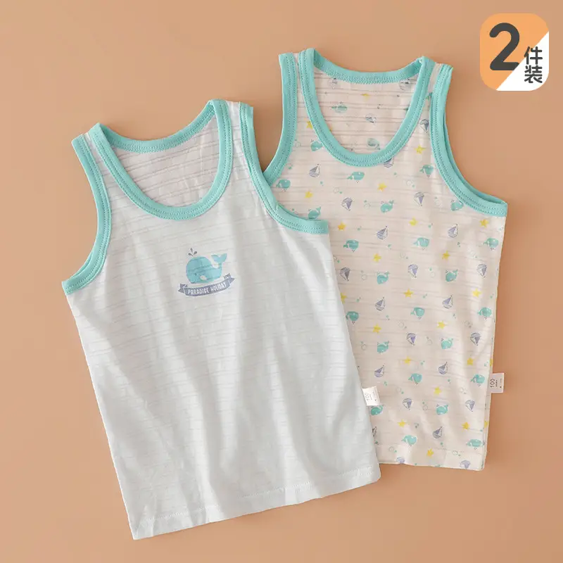 Slub Cotton Boys Vest Summer Baby Sleeveless T-Shirt - Image 5