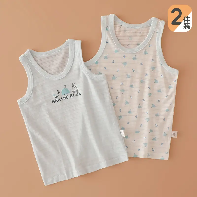 Slub Cotton Boys Vest Summer Baby Sleeveless T-Shirt - Image 9