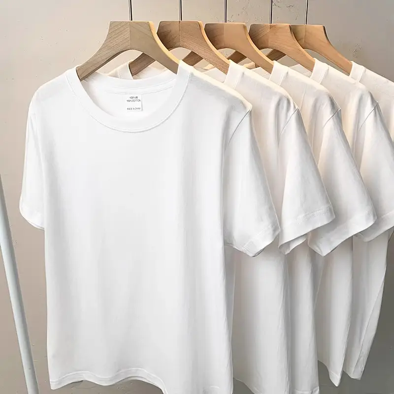 Men White Cotton Crew Neck T-Shirt 260g - Image 18