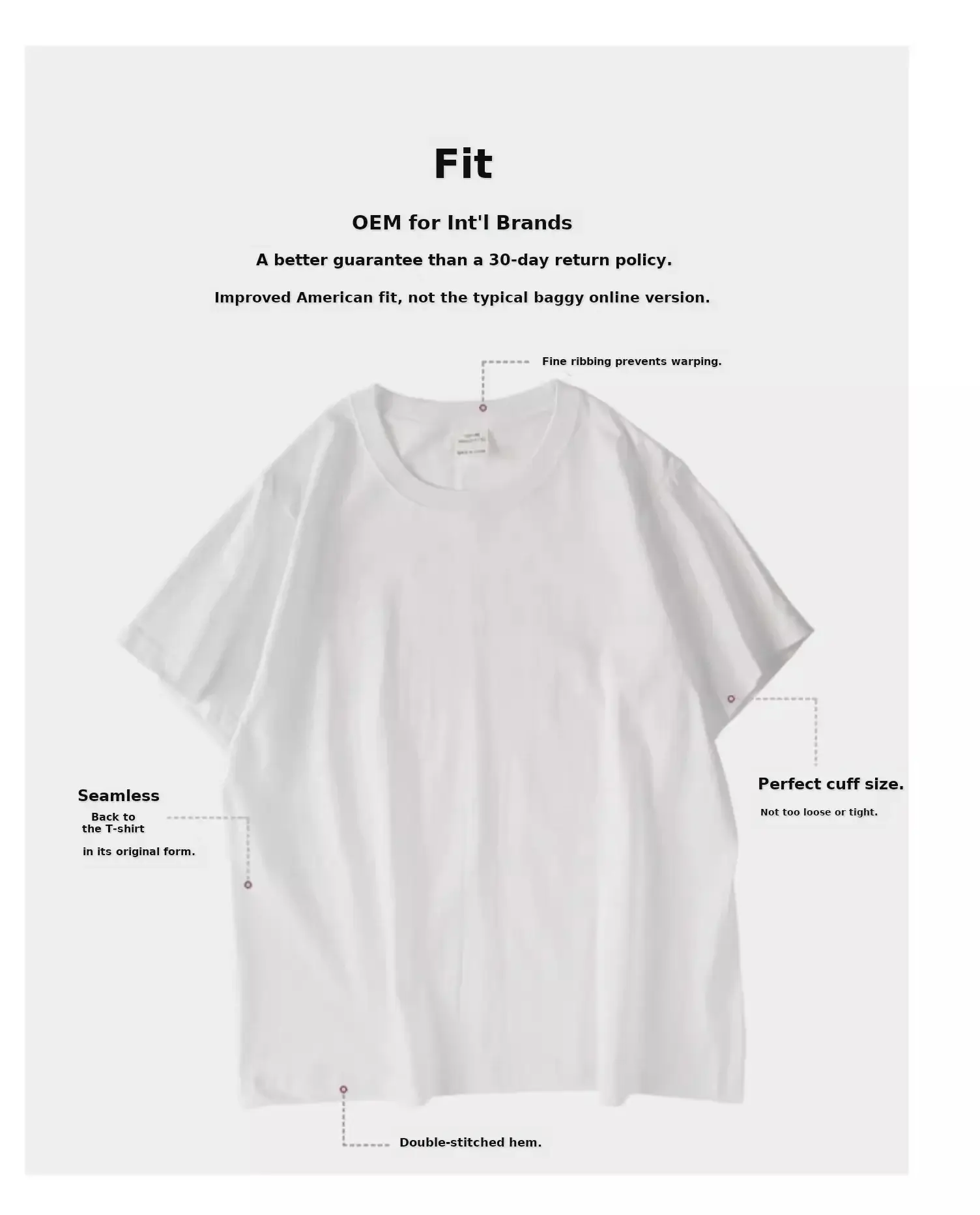Men White Cotton Crew Neck T-Shirt 260g — feature 6