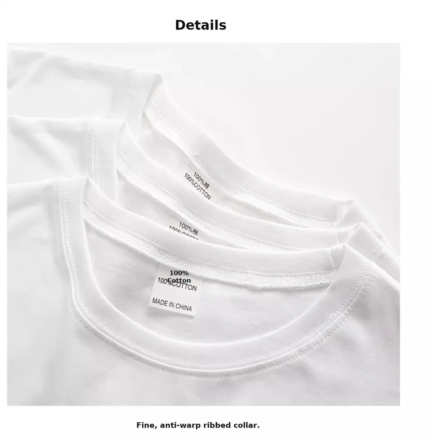 Men White Cotton Crew Neck T-Shirt 260g — feature 7