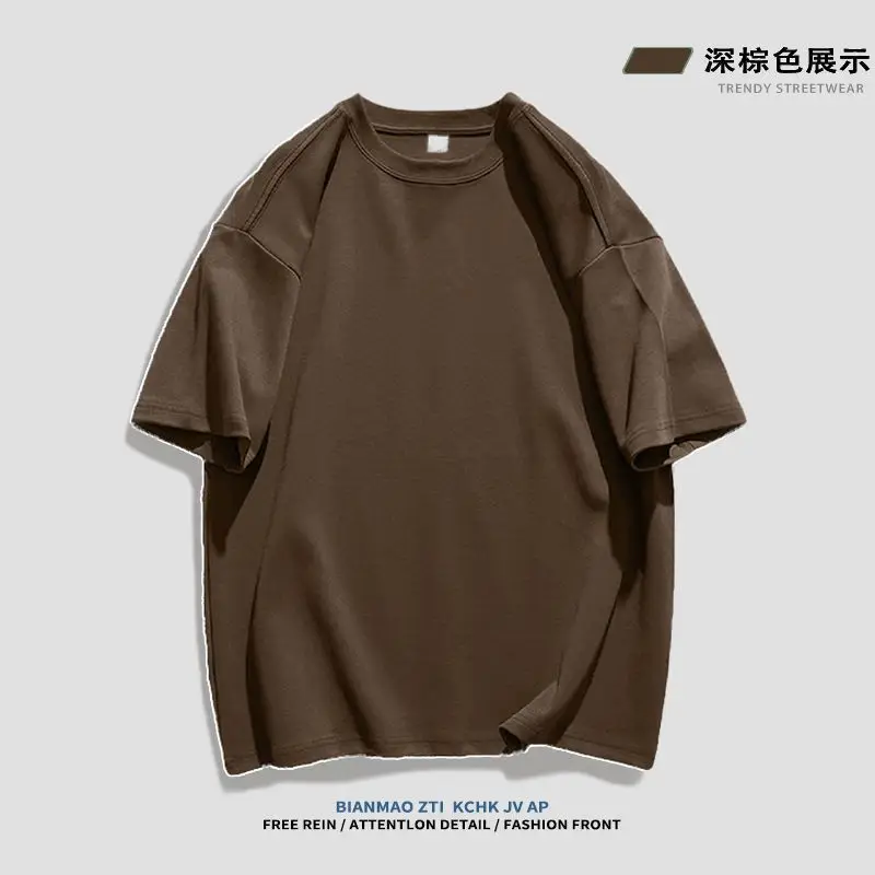 Men White Cotton Crew Neck T-Shirt 260g - Image 4