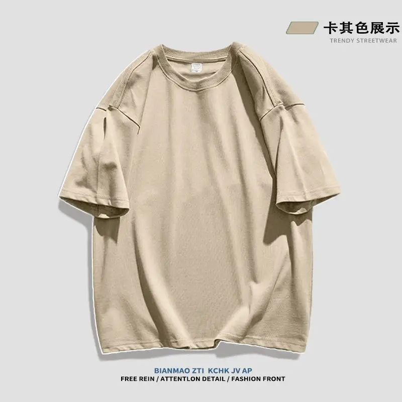 Men White Cotton Crew Neck T-Shirt 260g - Image 9