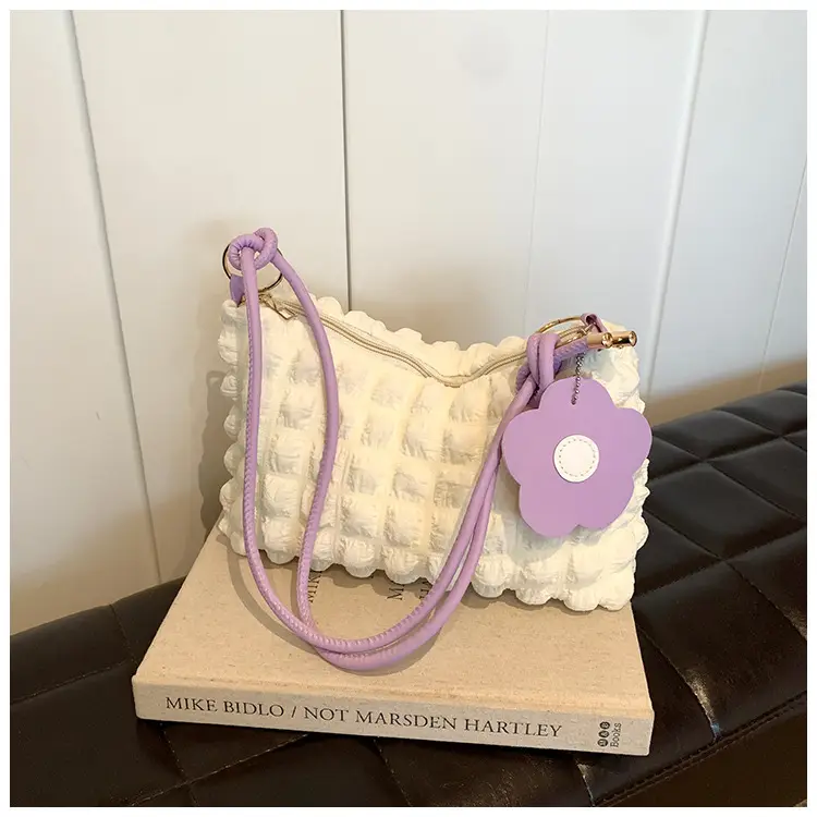 Pink Pleated Shoulder Crossbody Bag for Women - Image 11