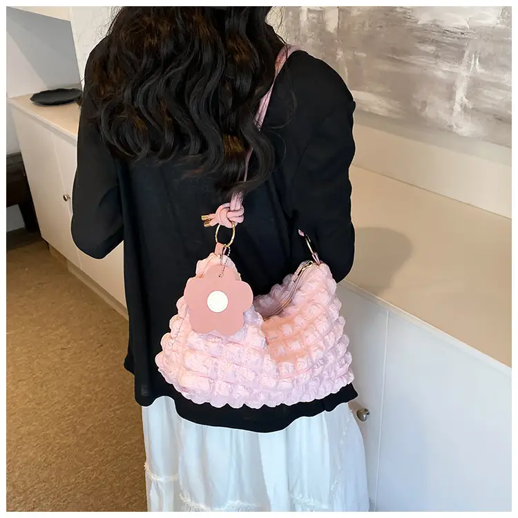 Pink Pleated Shoulder Crossbody Bag for Women — feature 16