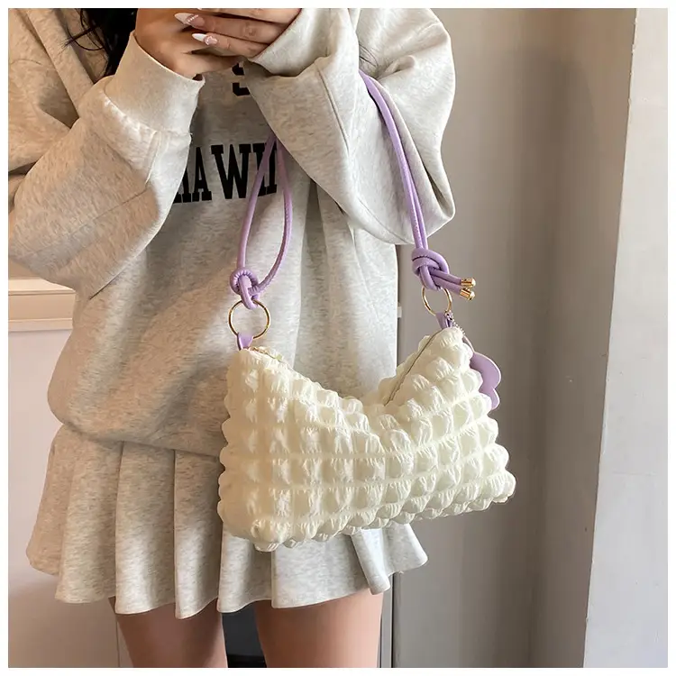 Pink Pleated Shoulder Crossbody Bag for Women — feature 21
