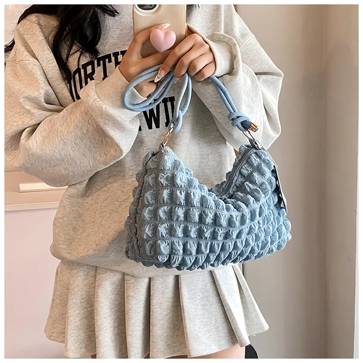 Pink Pleated Shoulder Crossbody Bag for Women — feature 24