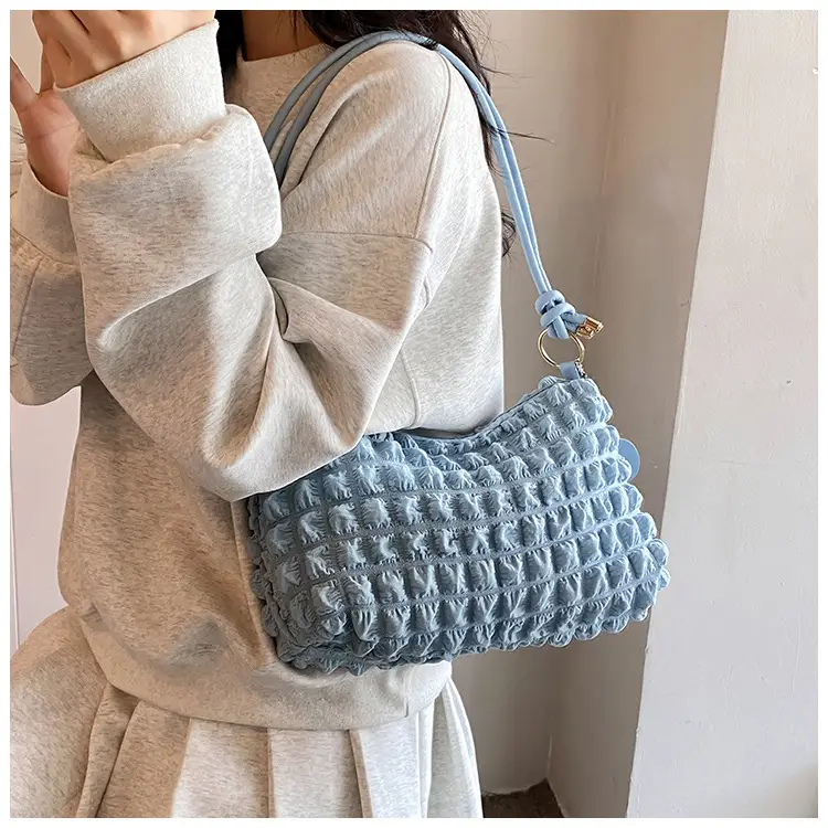 Pink Pleated Shoulder Crossbody Bag for Women — feature 25