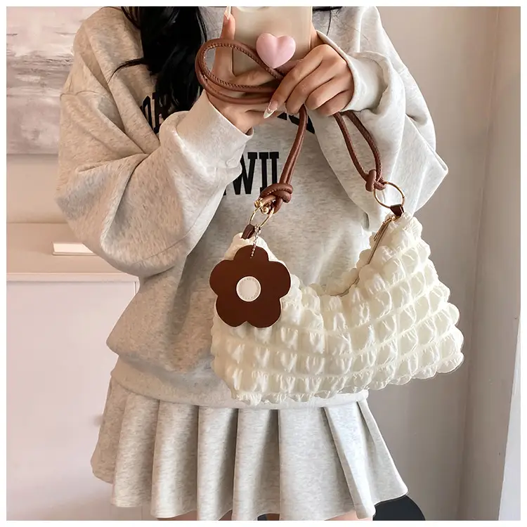 Pink Pleated Shoulder Crossbody Bag for Women — feature 28