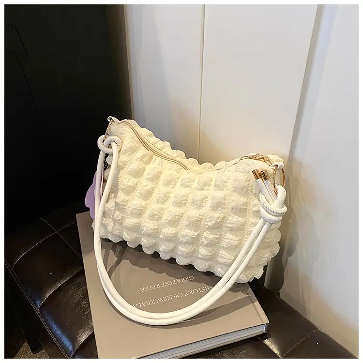 Pink Pleated Shoulder Crossbody Bag for Women - Image 3