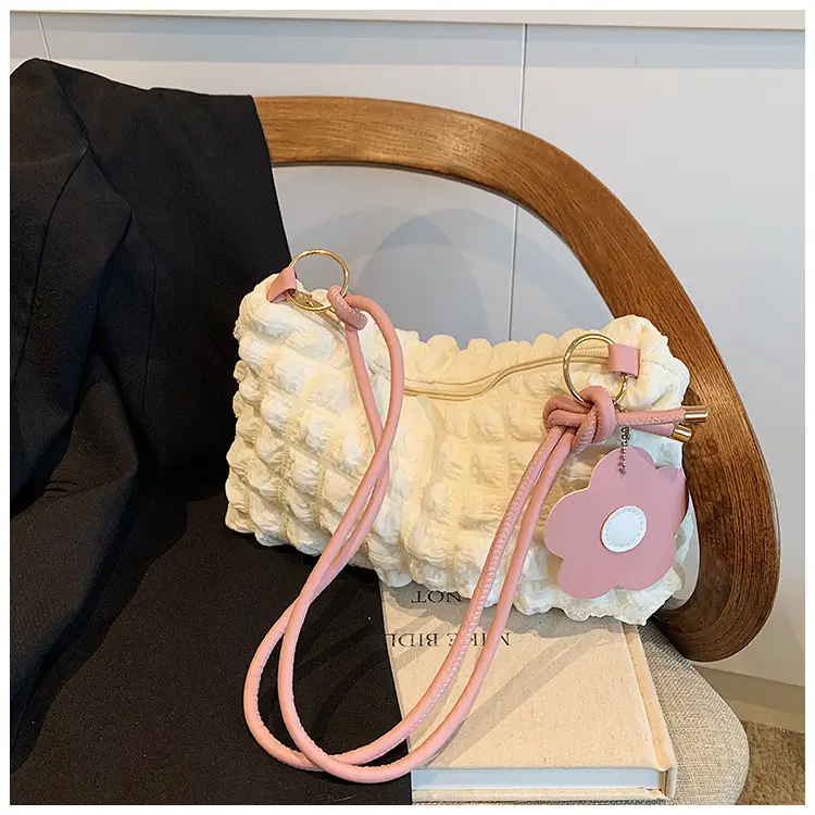 Pink Pleated Shoulder Crossbody Bag for Women - Image 7