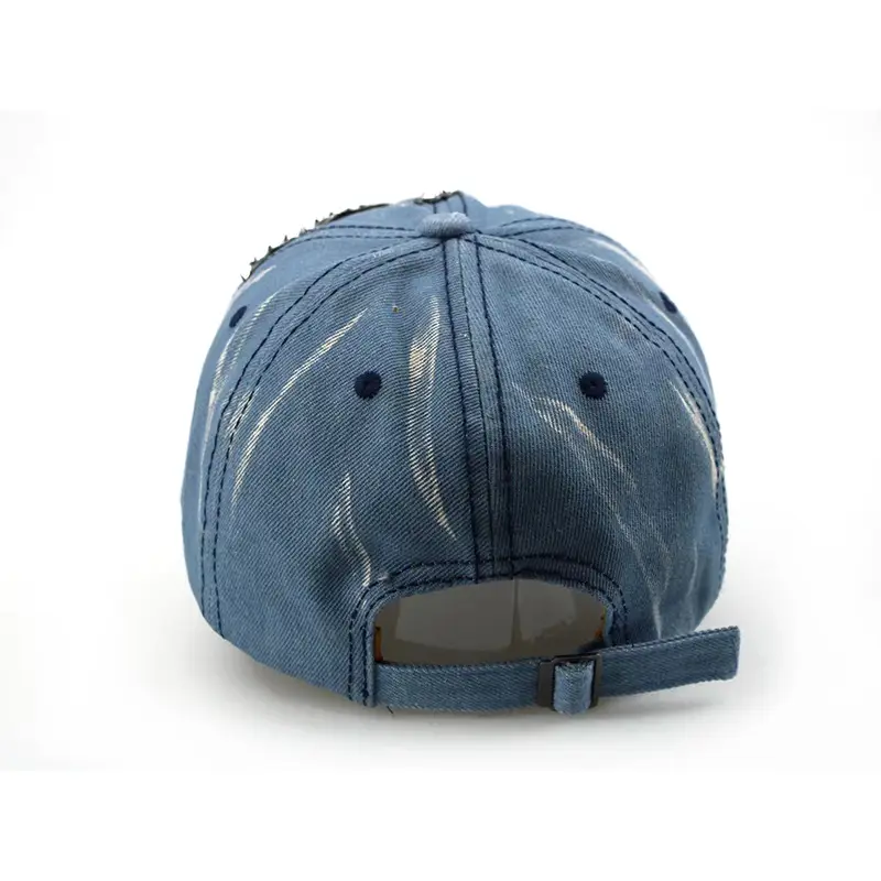 Blue Butterfly Rhinestone Baseball Cap with Adjustable Strap - Image 5