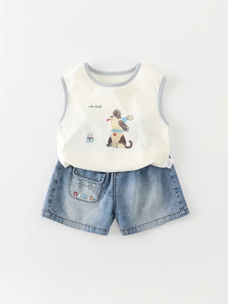 Boys Cotton Sleeveless Vest T-Shirt Cartoon Print 2026
