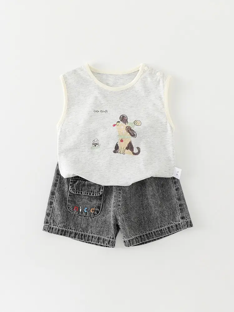 Boys Cotton Sleeveless Vest T-Shirt Cartoon Print 2026