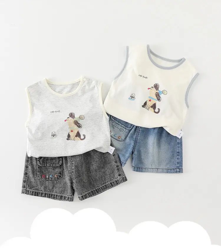 Boys Cotton Sleeveless Vest T-Shirt Cartoon Print 2026 — feature 1