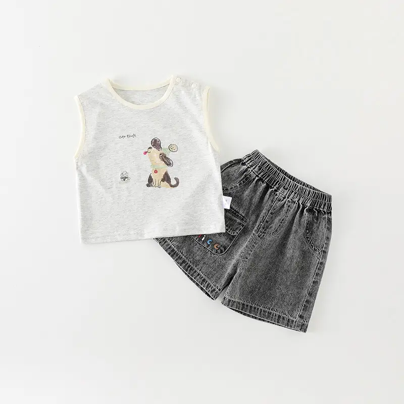 Boys Cotton Sleeveless Vest T-Shirt Cartoon Print 2026