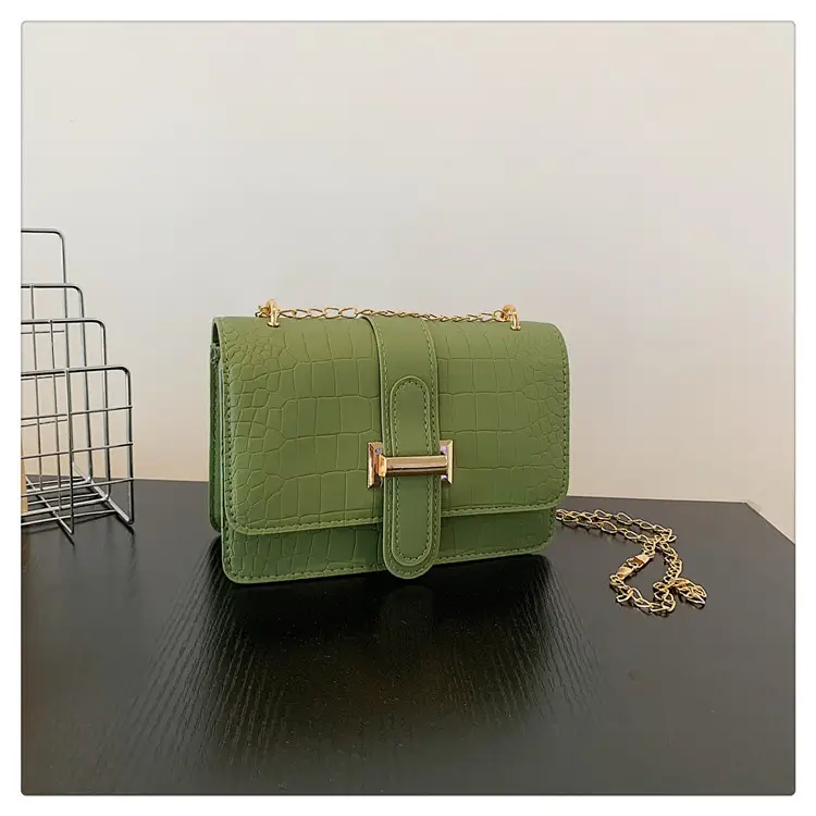 Women's Vintage Stone Embossed Crossbody Bag with Gold Chain — feature 24