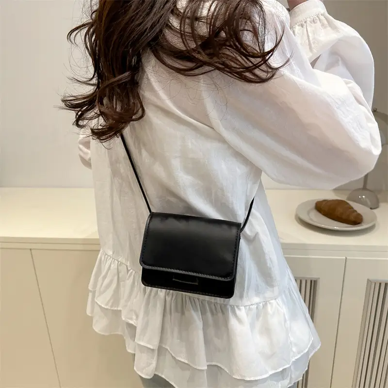 White Square Crossbody Bag with Chain Strap - Image 5