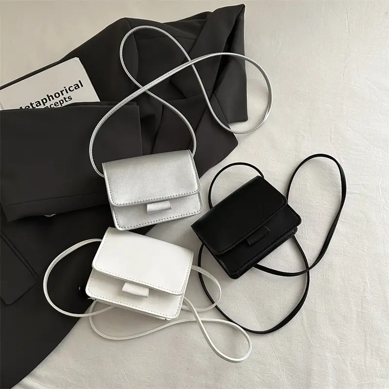 White Square Crossbody Bag with Chain Strap - Image 7