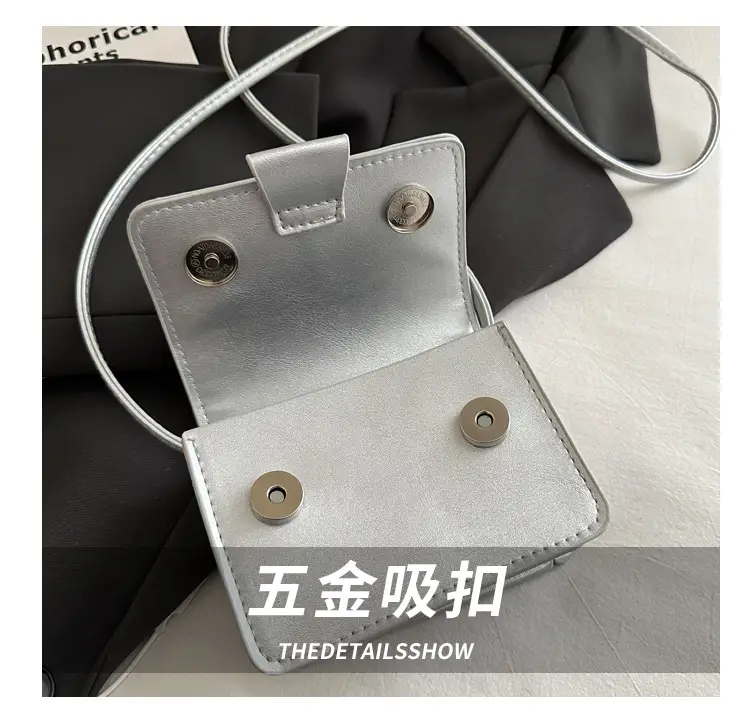 White Square Crossbody Bag with Chain Strap — feature 6