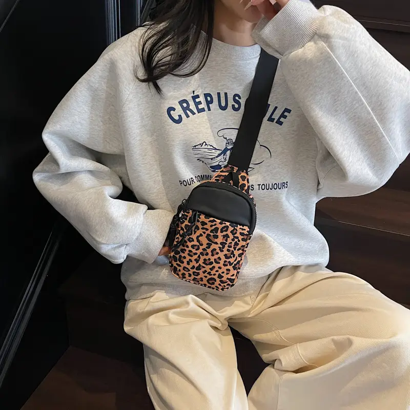 Korean Style Crossbody Phone Bag with Zebra Print - Image 6