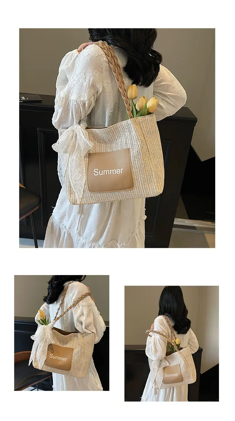 Women's Woven Shoulder Bag with Lace Handle — feature 12