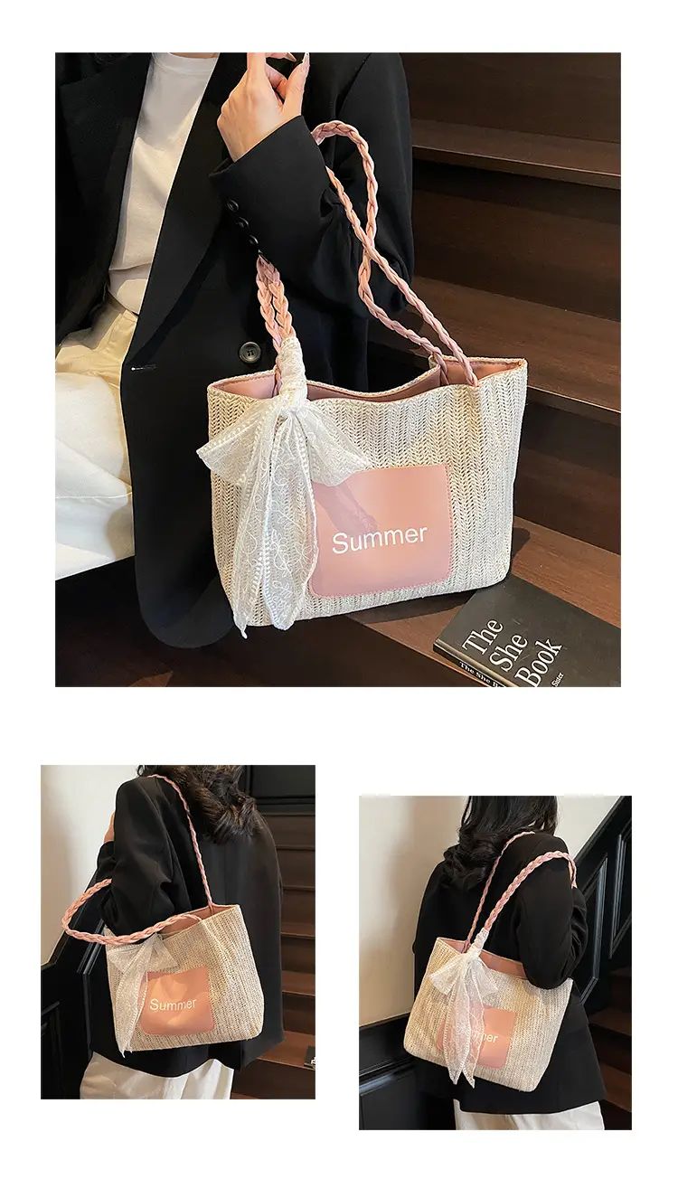 Women's Woven Shoulder Bag with Lace Handle — feature 14