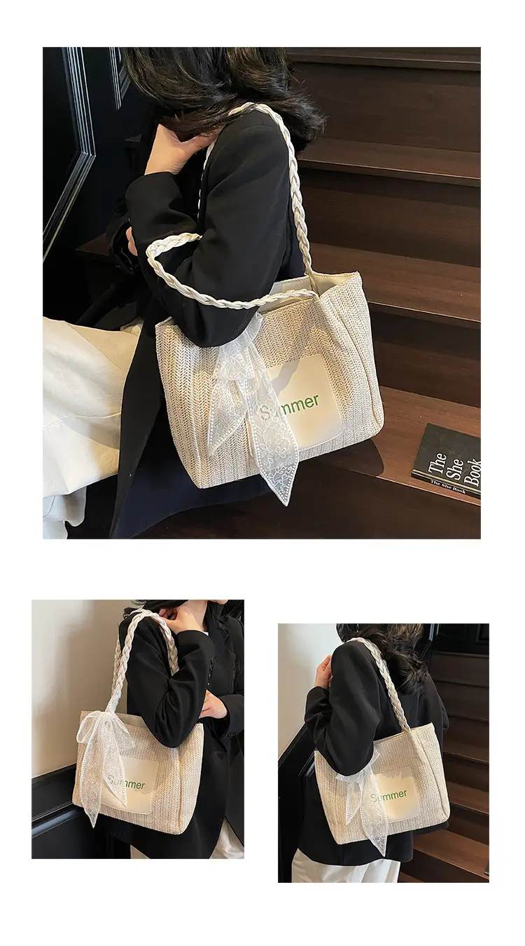 Women's Woven Shoulder Bag with Lace Handle — feature 15