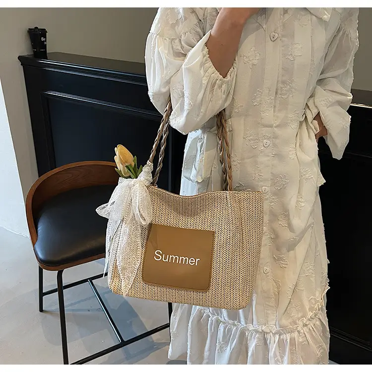 Women's Woven Shoulder Bag with Lace Handle — feature 18