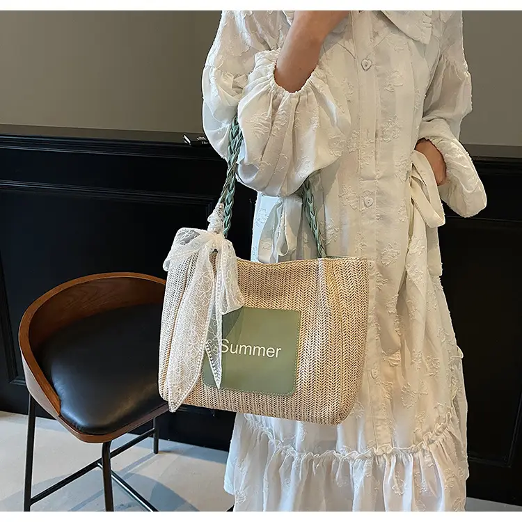 Women's Woven Shoulder Bag with Lace Handle — feature 22