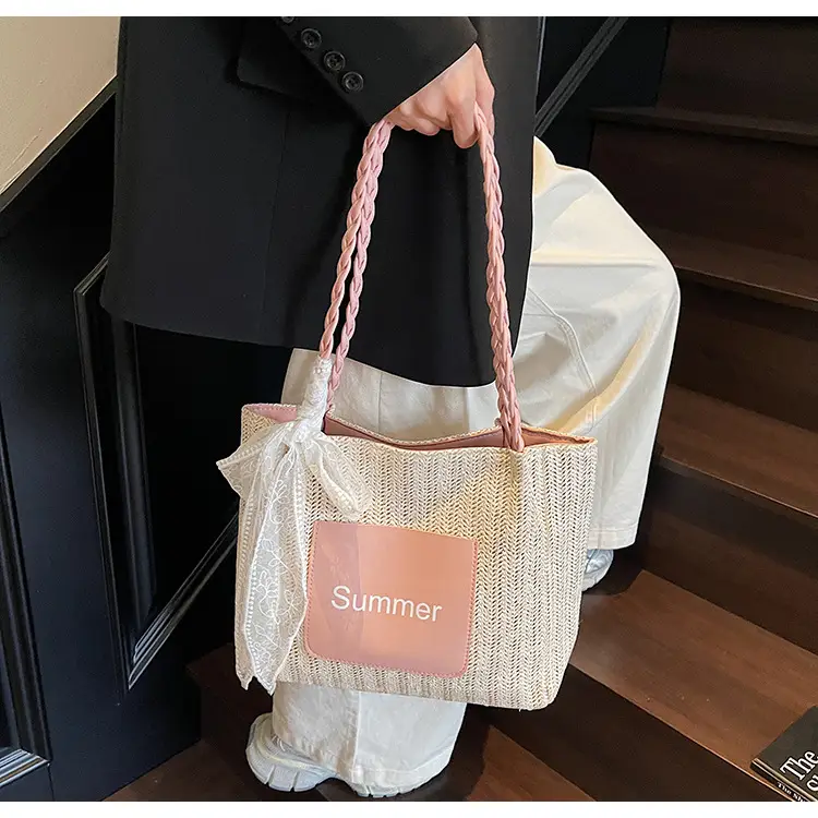 Women's Woven Shoulder Bag with Lace Handle — feature 23
