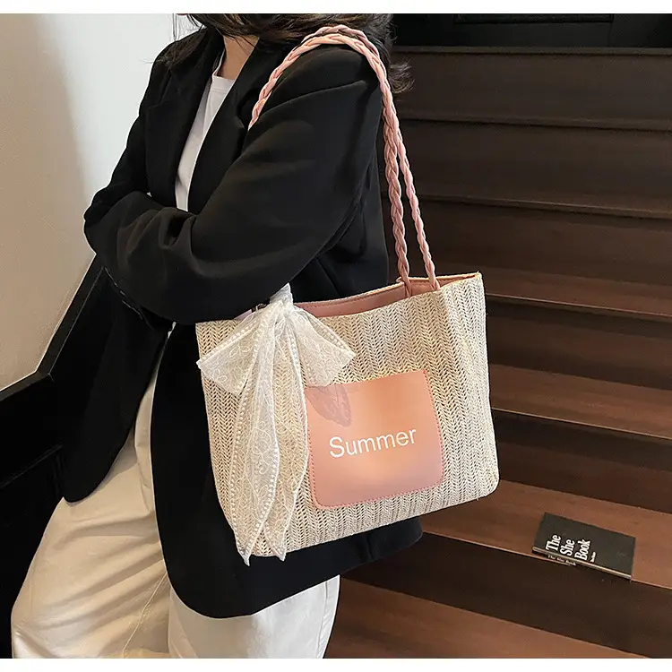 Women's Woven Shoulder Bag with Lace Handle — feature 25