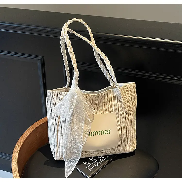 Women's Woven Shoulder Bag with Lace Handle — feature 30